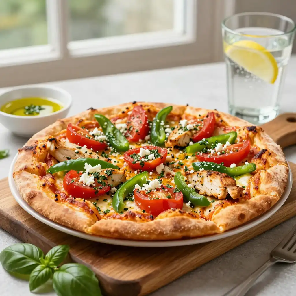 Crispy Slow Cooker Mediterranean Herb Chicken Pizza (Grandma's Sugar-Free Secret) plated dish