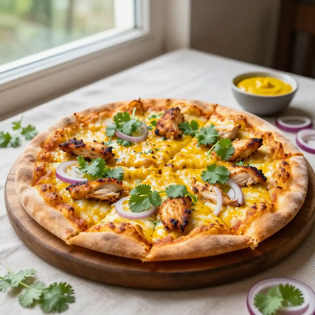 Crispy Smoked Peruvian Aji Amarillo Chicken Pizza (Budget-Friendly Meal Prep) plated dish