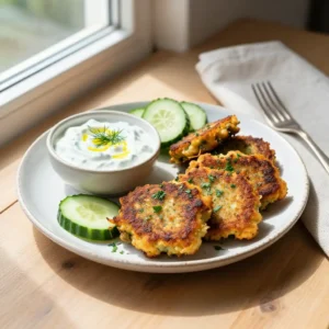 Step by step Crispy Stovetop Greek Lentil Fritters with Zesty Yogurt Tzatziki