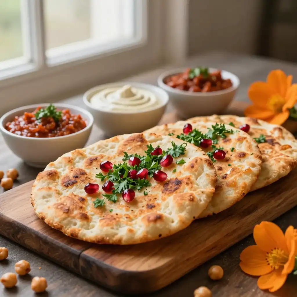 Crunchy One-Pot Moroccan Orange Blossom Chickpea Flatbreads (Vegan Crowd-Pleaser) plated dish