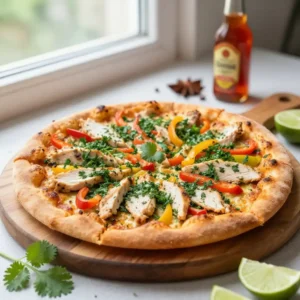 Step by step Dutch Oven Golden Herbaceous Thai-Inspired Chicken Pizza (Healthier Meal-Prep)