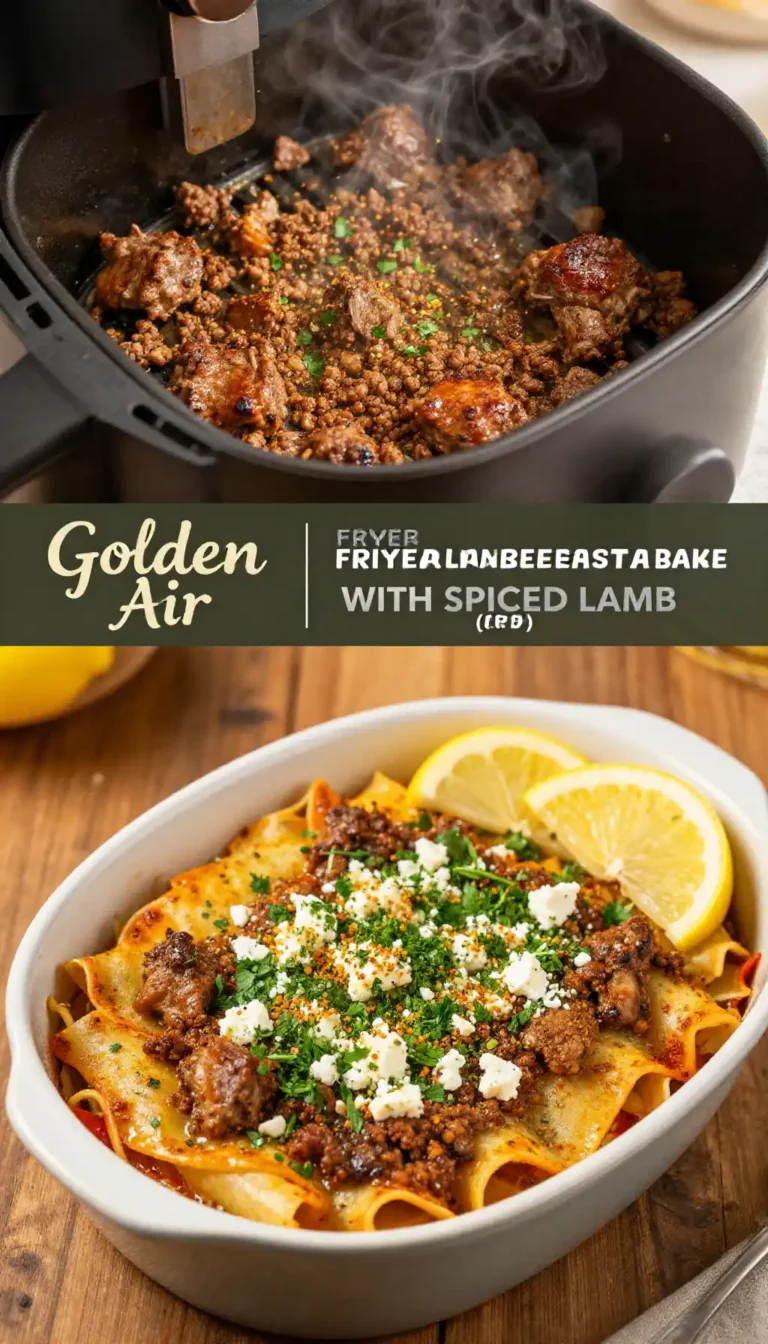 Golden Air Fryer Lebanese Pasta Bake with Spiced Lamb (Meal Prep)