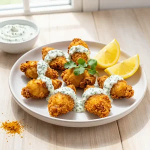 Step by step Golden Air Fryer Turmeric Chicken Bites with Herbed Raita Drizzle