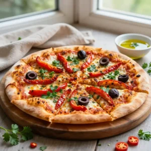 Step by step Golden Pressure Cooker Turkish Vegan Pizza with Rich Spiced Topping