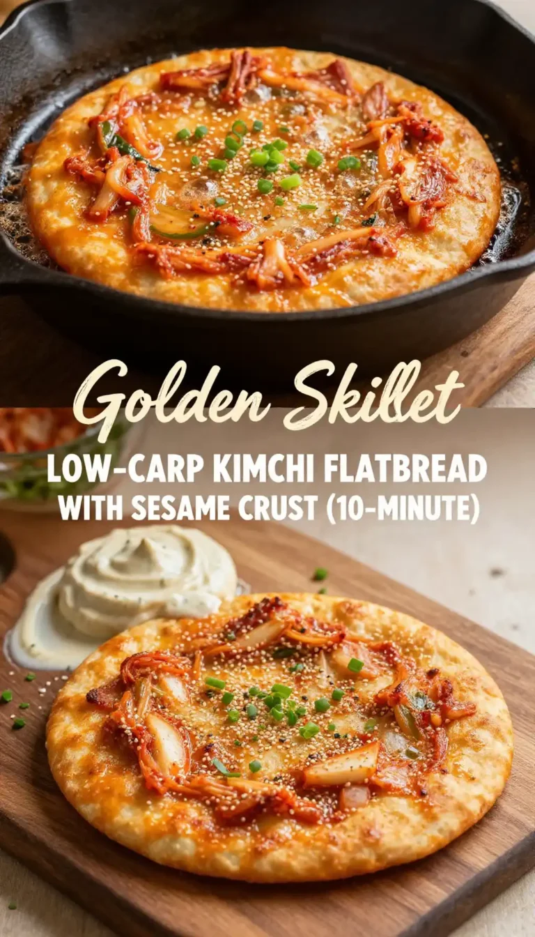 Golden Skillet Low-Carb Kimchi Flatbread with Sesame Crust (10-Minute)