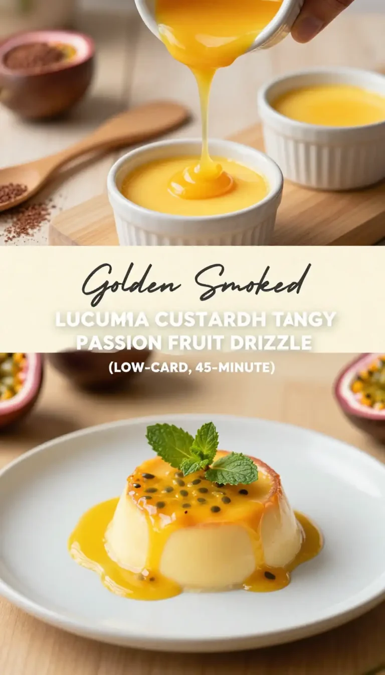 Golden Smoked Lucuma Custard with Tangy Passion Fruit Drizzle (Low-Carb, 45-Minute)