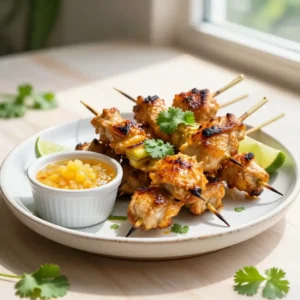 Step by step Grilled Caramelized Lemongrass Chicken Skewers with Zesty Pineapple Dipping Sauce