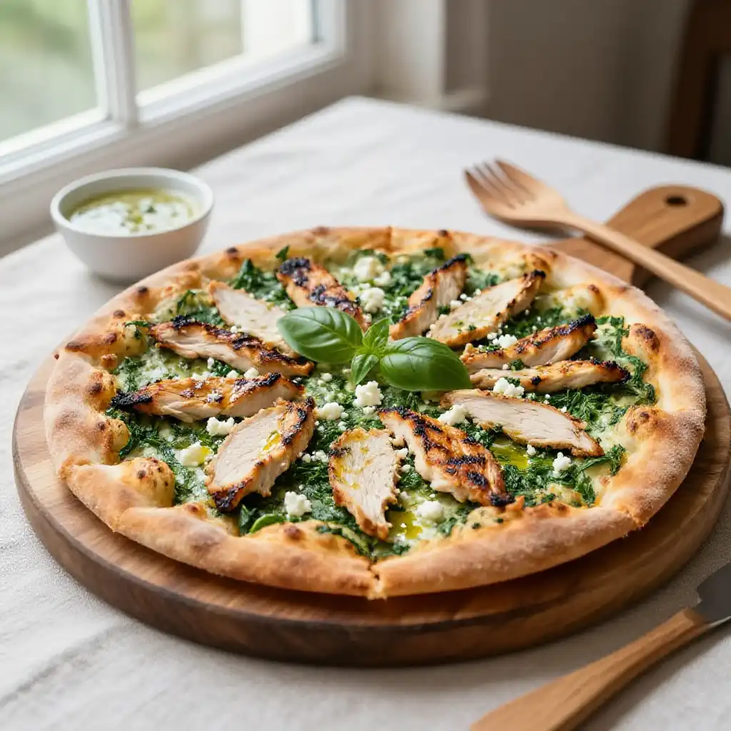 Grilled Silky Japanese Herb Chicken Pizza: Sugar-Free Meal Prep Sensation plated dish