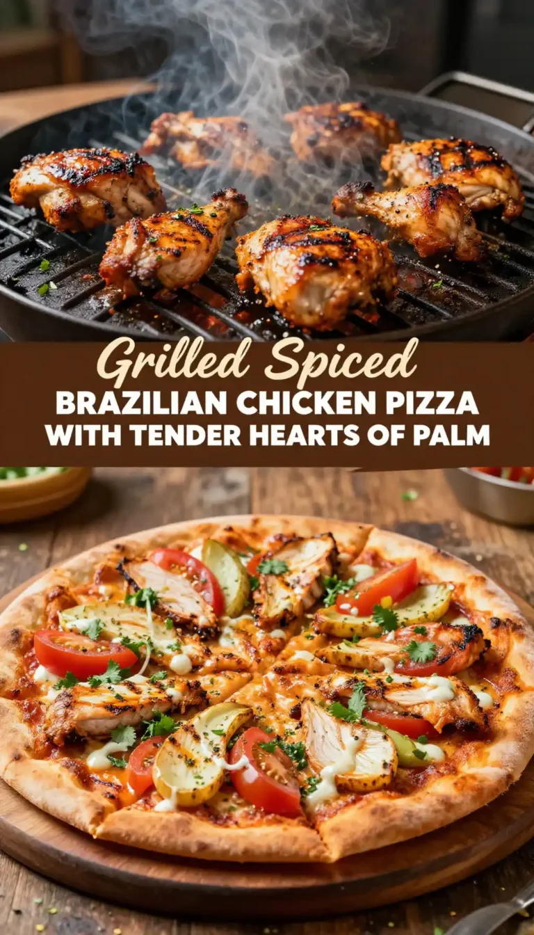 Grilled Spiced Brazilian Chicken Pizza with Tender Hearts of Palm