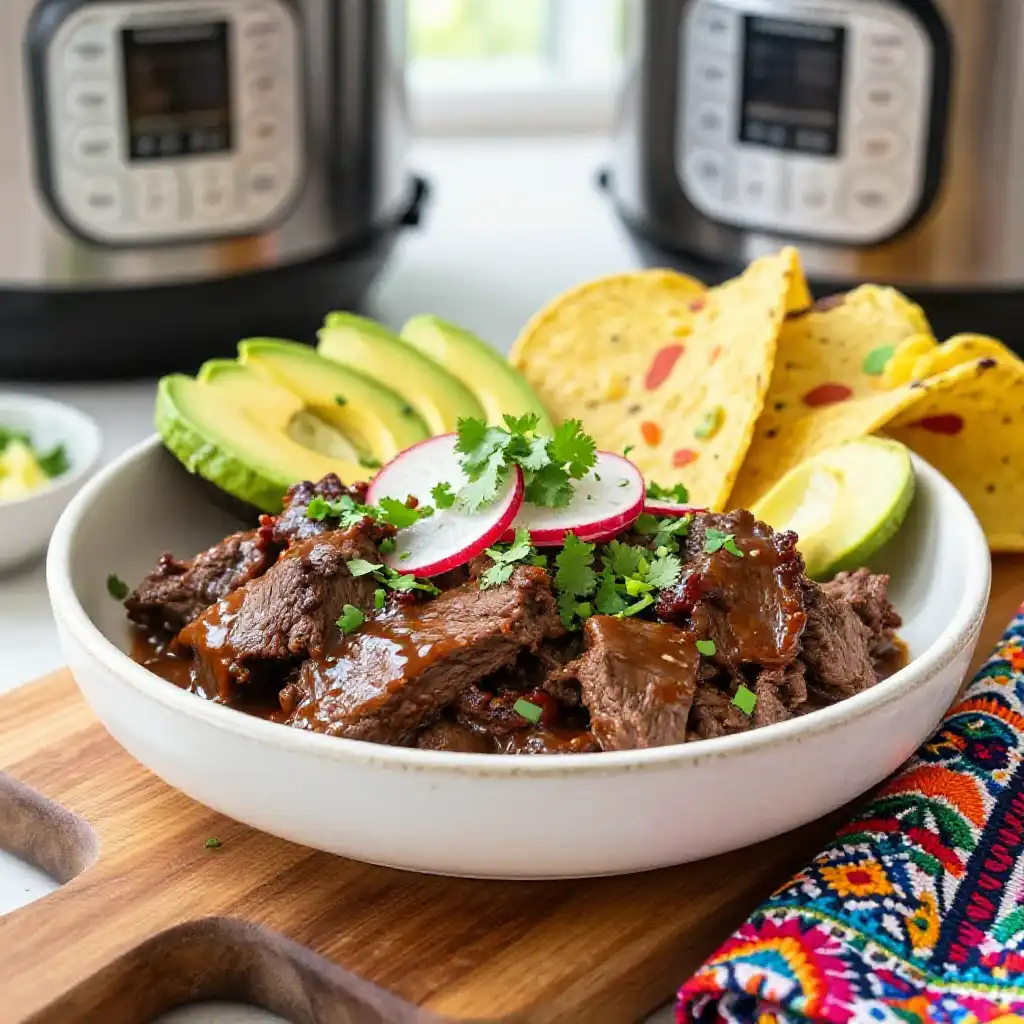 Instant Pot Buttery Chipotle Barbacoa Beef: Freezer-Friendly Weeknight Mexican Feast plated dish