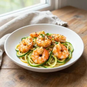 Step by step Instant Pot Buttery Garlic Shrimp Scampi with Zucchini Noodles