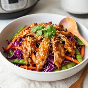 Step by step Instant Pot Flaky Caramelized Gochujang Chicken Salad (10-Minute Meal Prep)