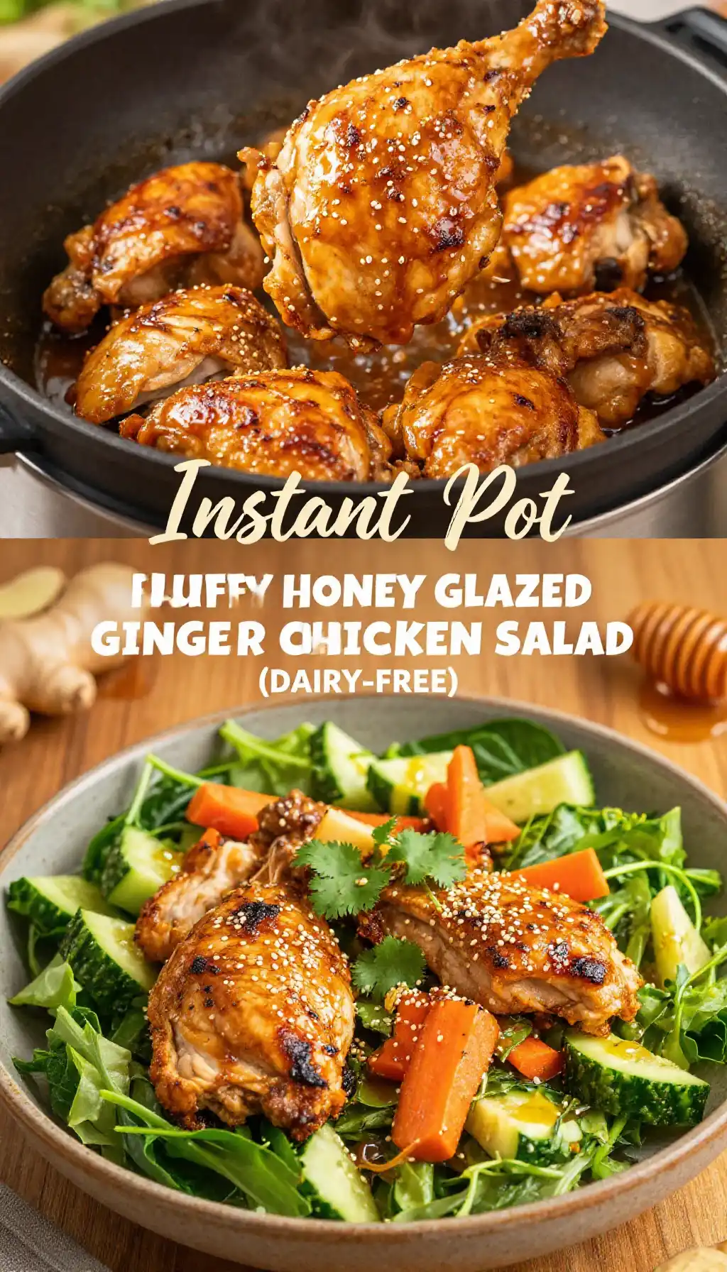 Instant Pot Fluffy Honey Glazed Ginger Chicken Salad (Dairy-Free) pinterest pin