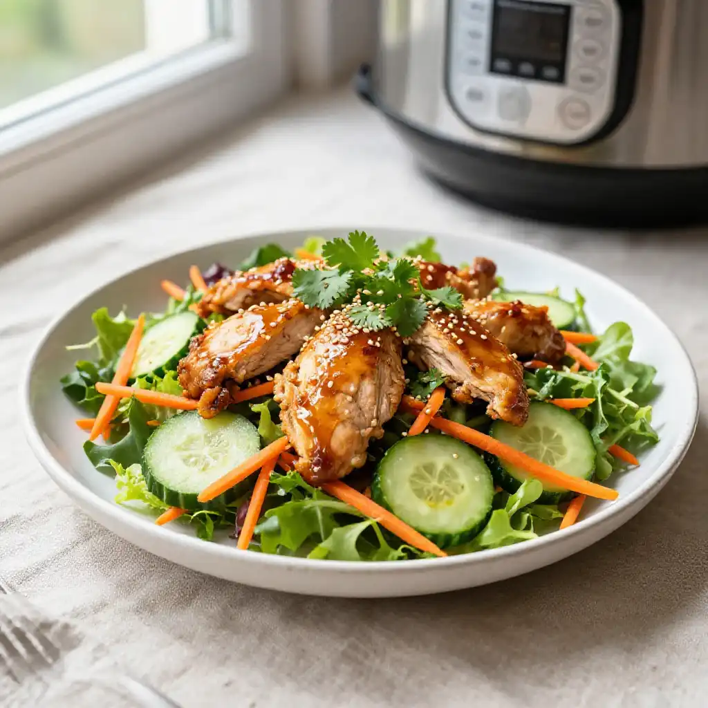 Instant Pot Fluffy Honey Glazed Ginger Chicken Salad (Dairy-Free) plated dish