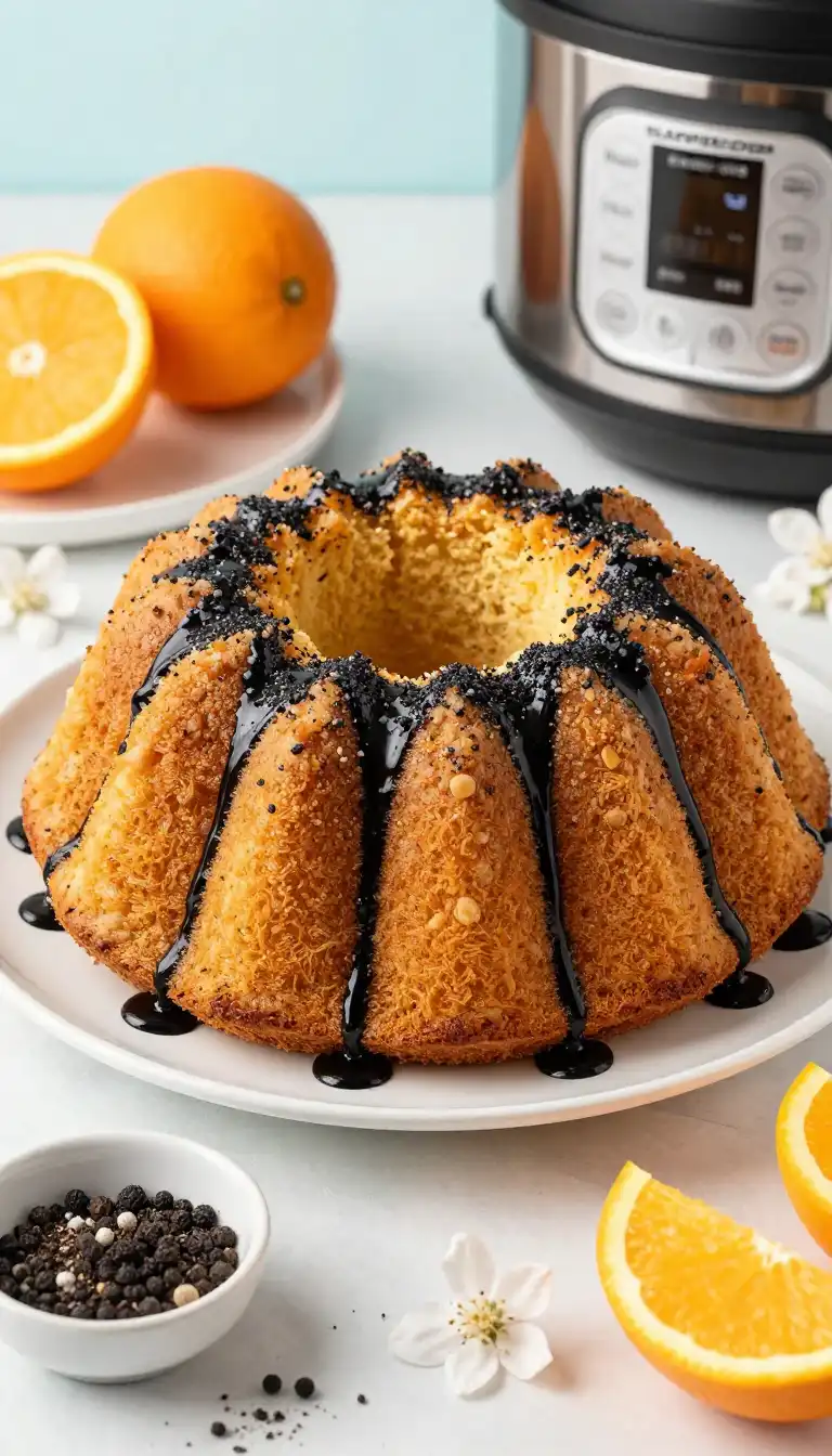 Instant Pot Fluffy Orange Blossom Cake with Black Pepper Drizzle