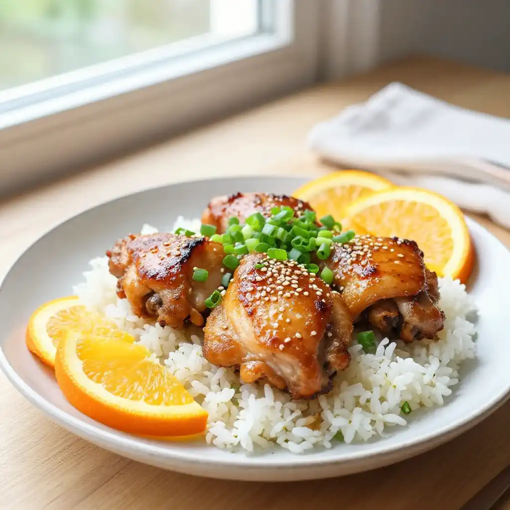 Instant Pot Tender Japanese Citrus Chicken Thighs (Dairy-Free Crowd-Pleaser) plated dish