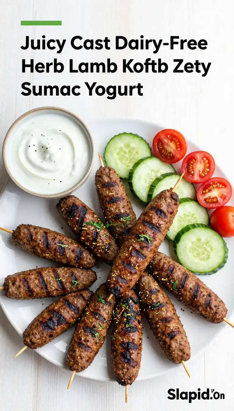 Juicy Cast Iron Dairy-Free Herb Lamb Kofta with Zesty Sumac Yogurt