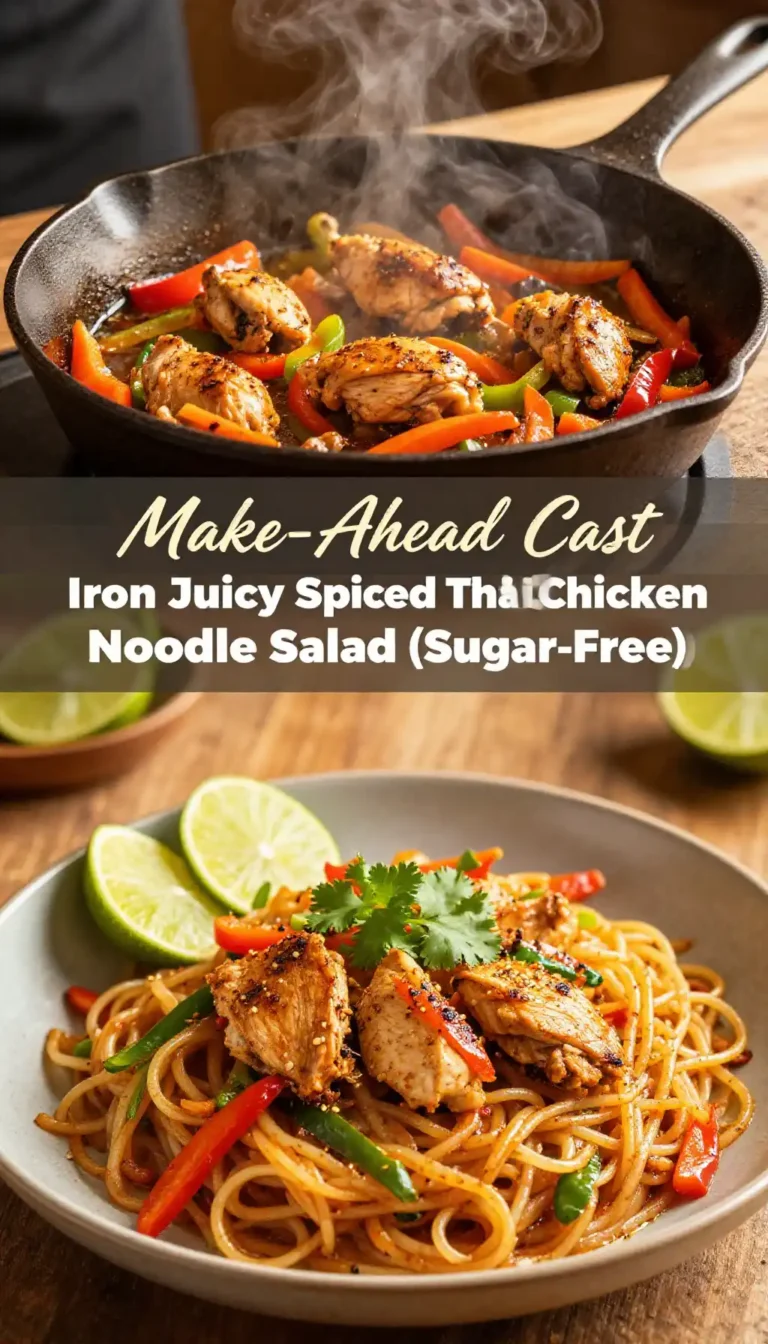 Make-Ahead Cast Iron Juicy Spiced Thai Chicken Noodle Salad (Sugar-Free)