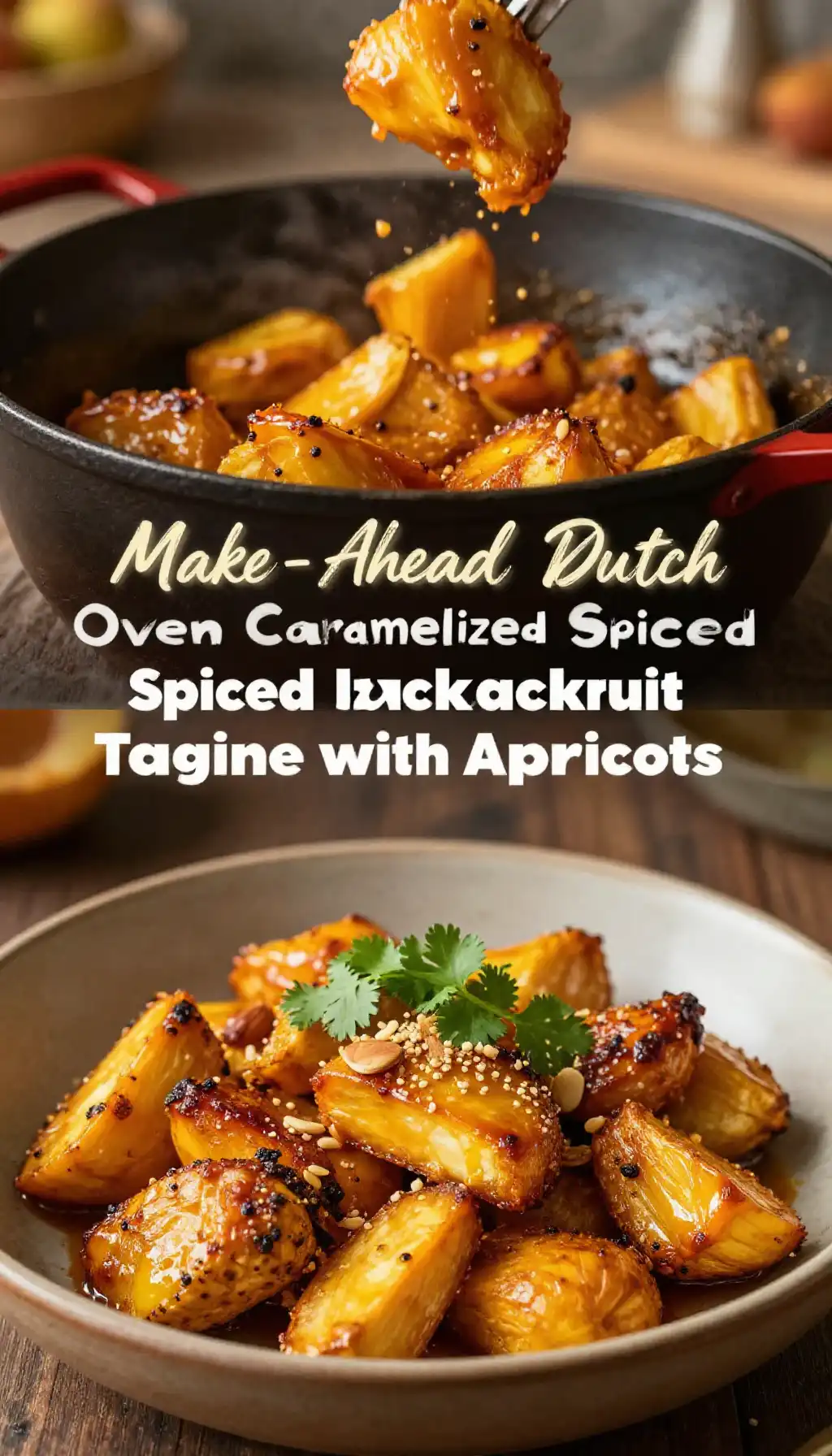 Make-Ahead Dutch Oven Caramelized Spiced Jackfruit Tagine with Apricots