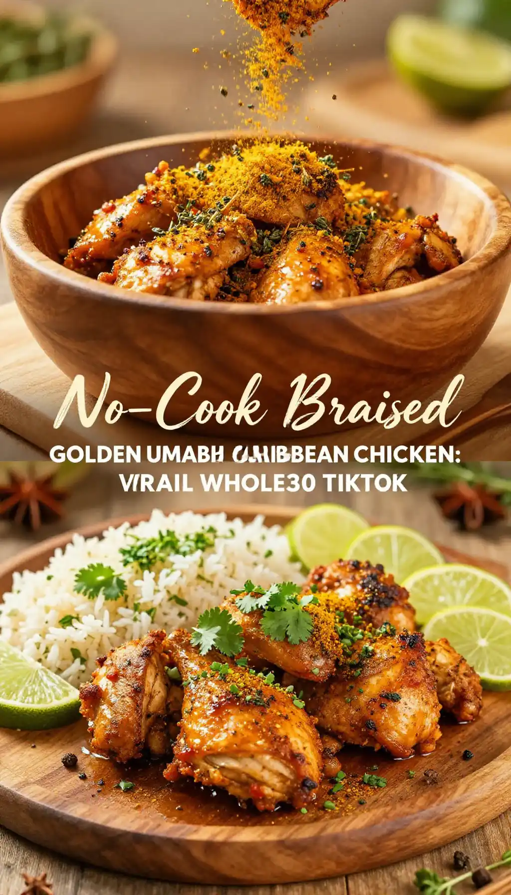 No-Cook Braised Golden Umami Caribbean Chicken: Viral Whole30 TikTok