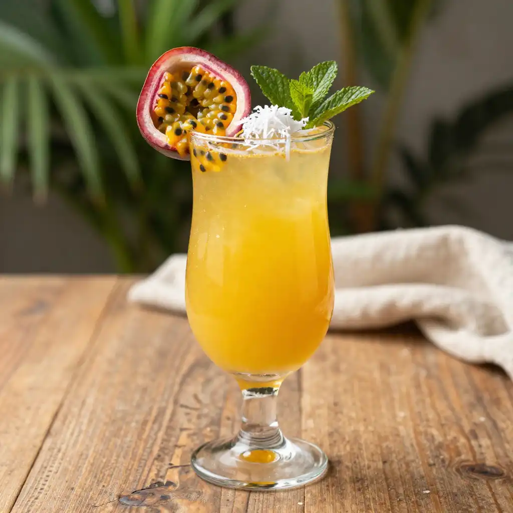 No-Cook Broiled Brazilian Chewy Passion Fruit Coconut Nectar (Egg-Free) plated dish