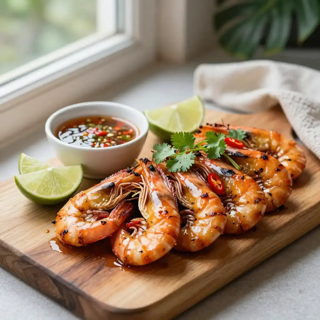 No-Cook Charred Sheet Pan Sweet-Spicy Coconut Shrimp (Crowd-Pleaser) plated dish