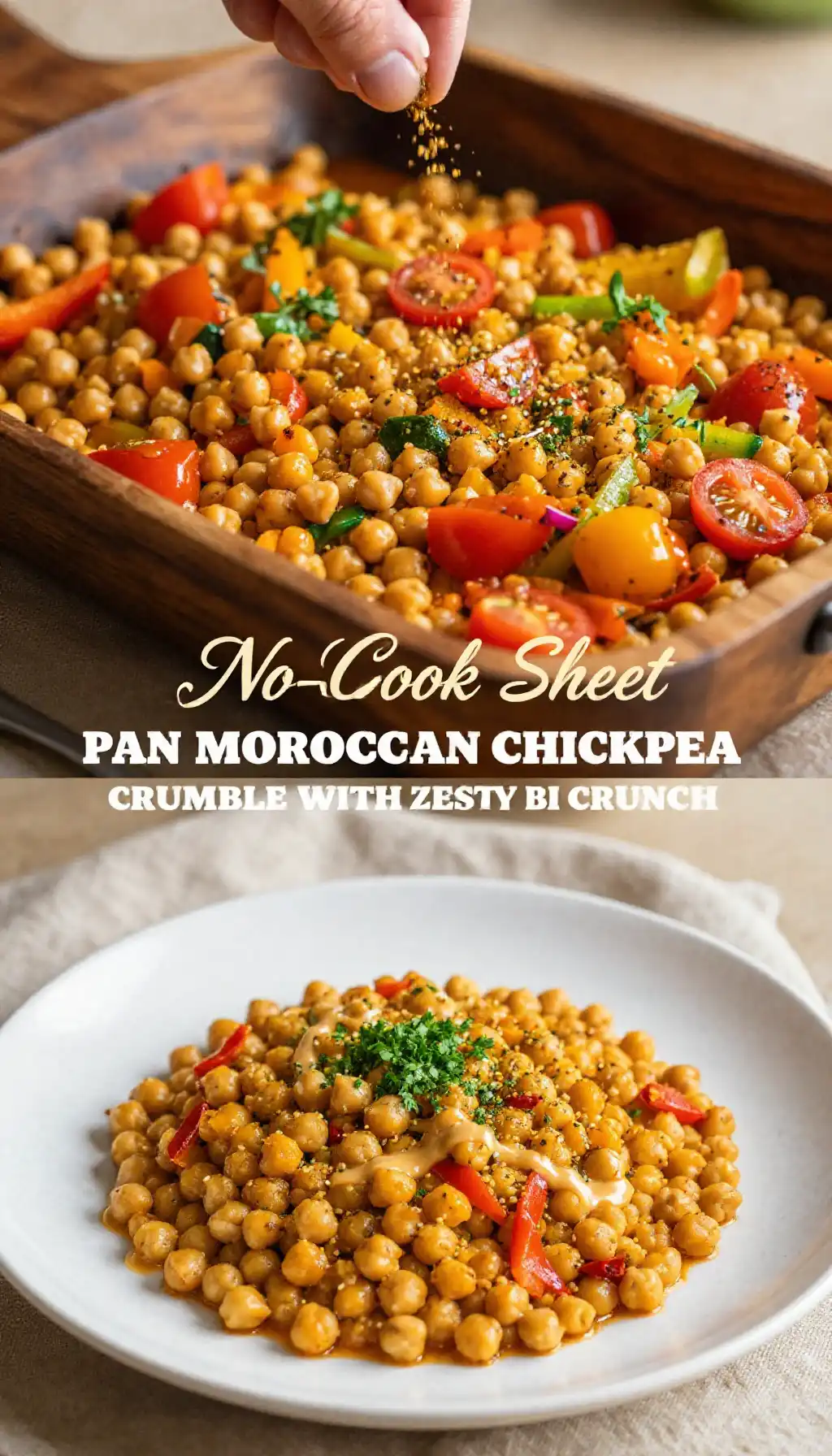 No-Cook Sheet Pan Moroccan Chickpea Crumble with Zesty Umami Crunch