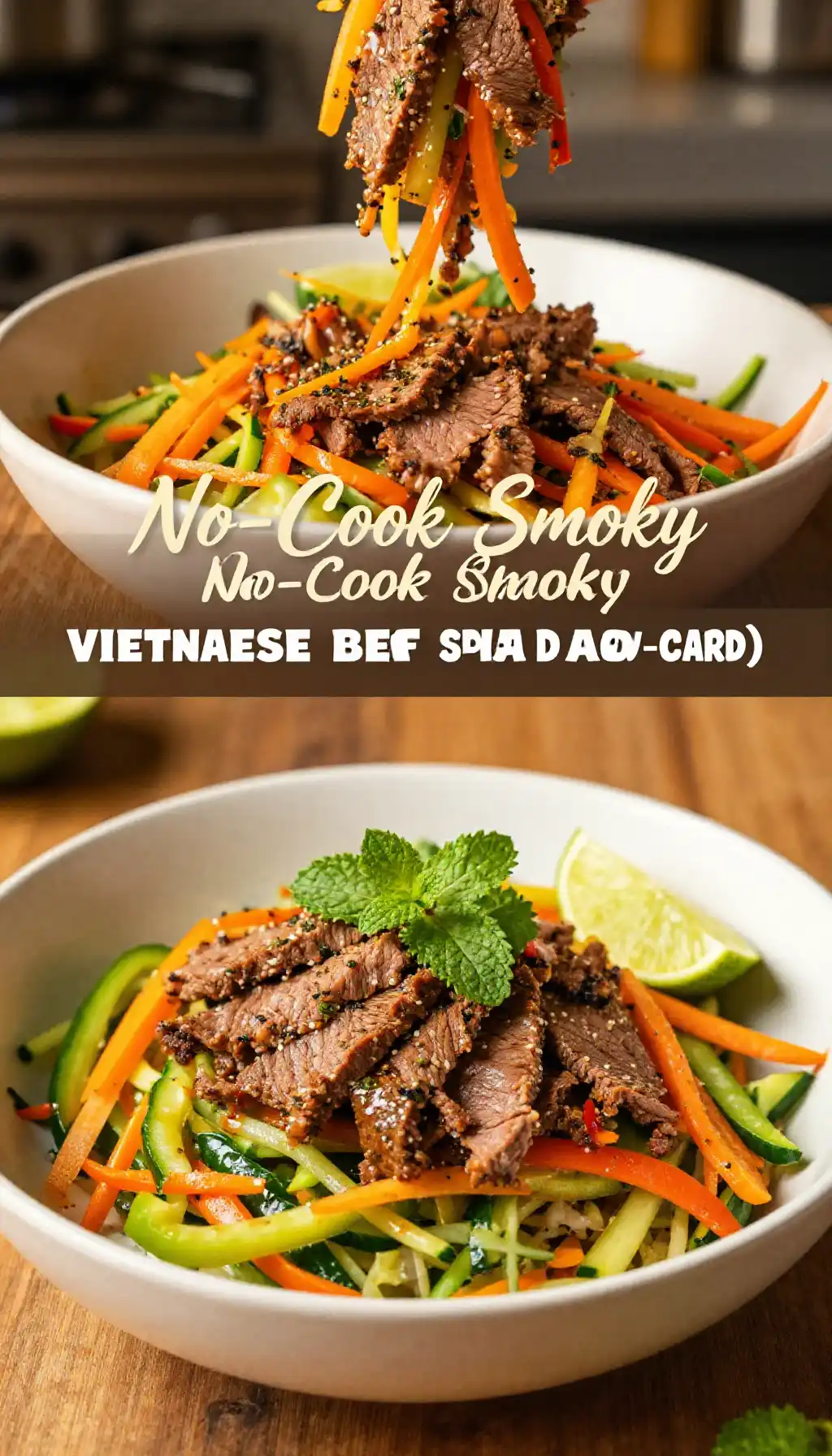 No-Cook Smoky Vietnamese Beef Pho Salad Bowl (Low-Carb) pinterest pin