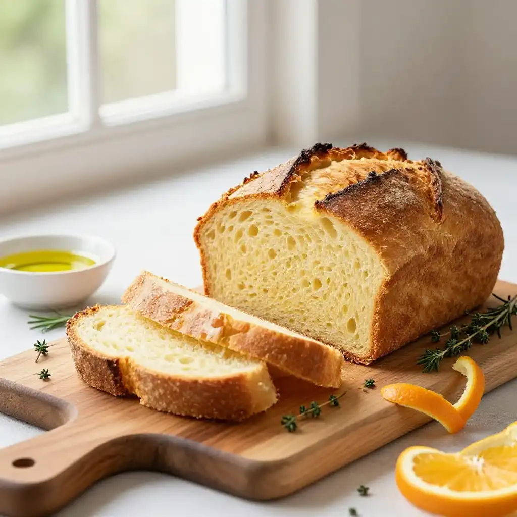 No-Fail Dutch Oven Fluffy Citrus-Kissed Turkish Low-Carb Bread plated dish
