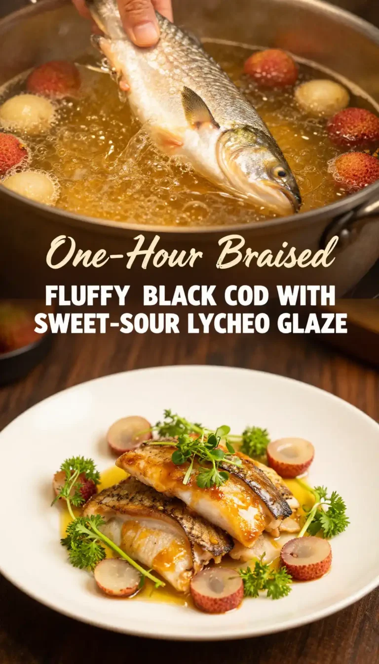 One-Hour Braised Fluffy Black Cod with Sweet-Sour Lychee Glaze