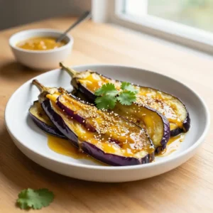 Step by step One-Hour Braised Golden Eggplant with Aromatic Date-Tahini Glaze (Vegan Family)