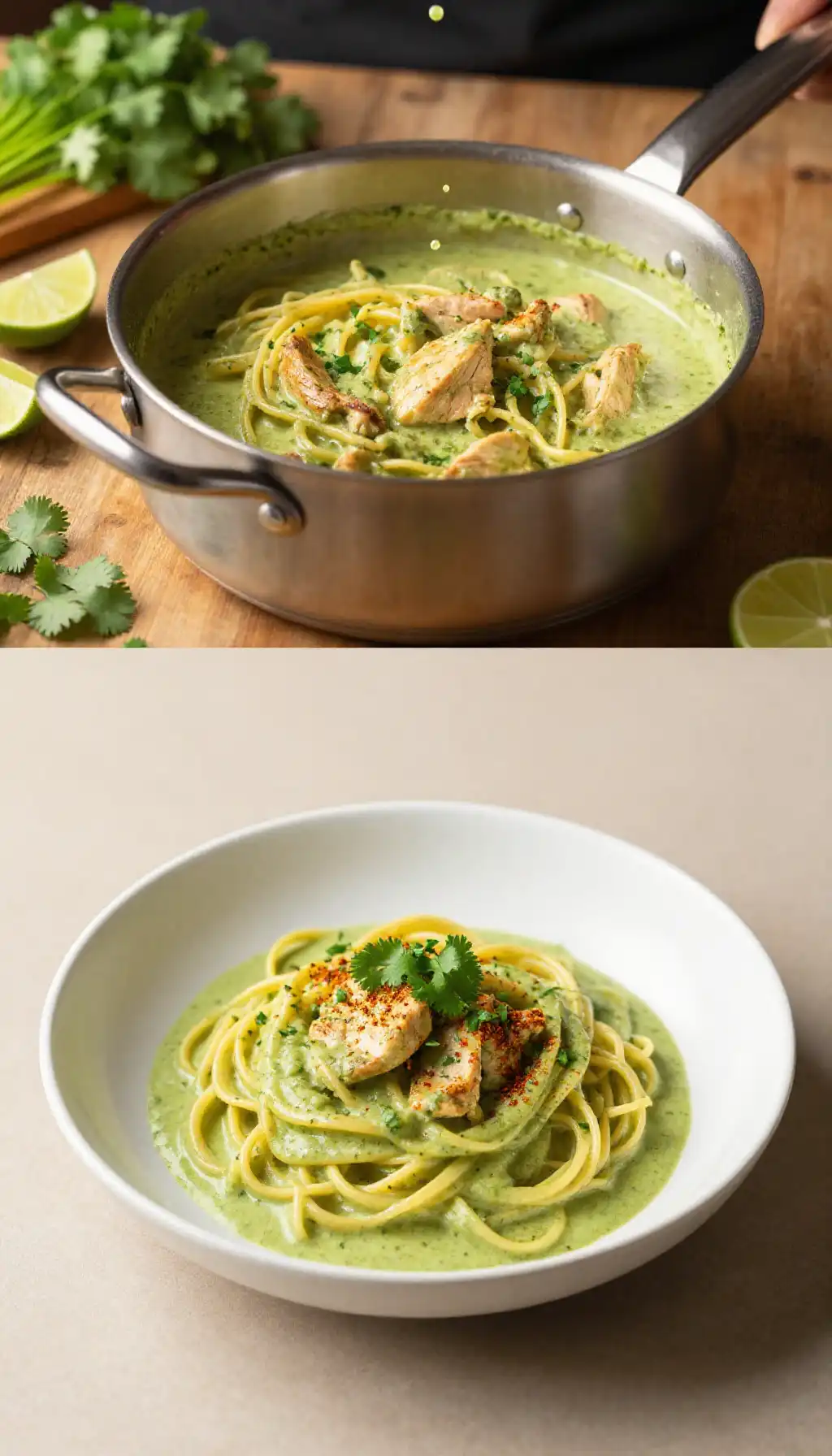 One-Pot Creamy Aji Verde Chicken Pasta: Weeknight Peruvian High-Protein Feast pinterest pin
