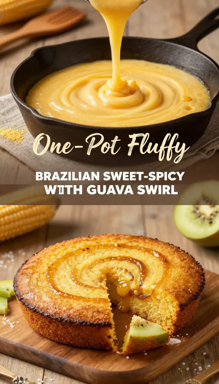 One-Pot Fluffy Brazilian Sweet-Spicy Cornbread with Guava Swirl