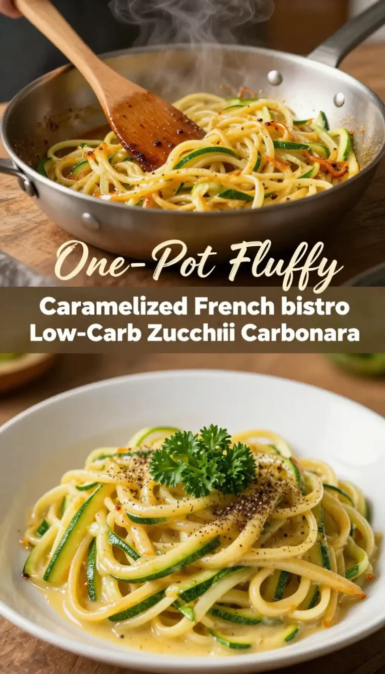 One-Pot Fluffy Caramelized French Bistro Low-Carb Zucchini Carbonara