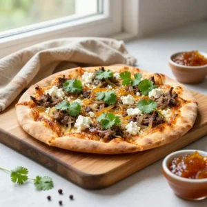 Step by step One-Pot Moroccan Spiced Lamb Pizza with Caramelized Onion Jam