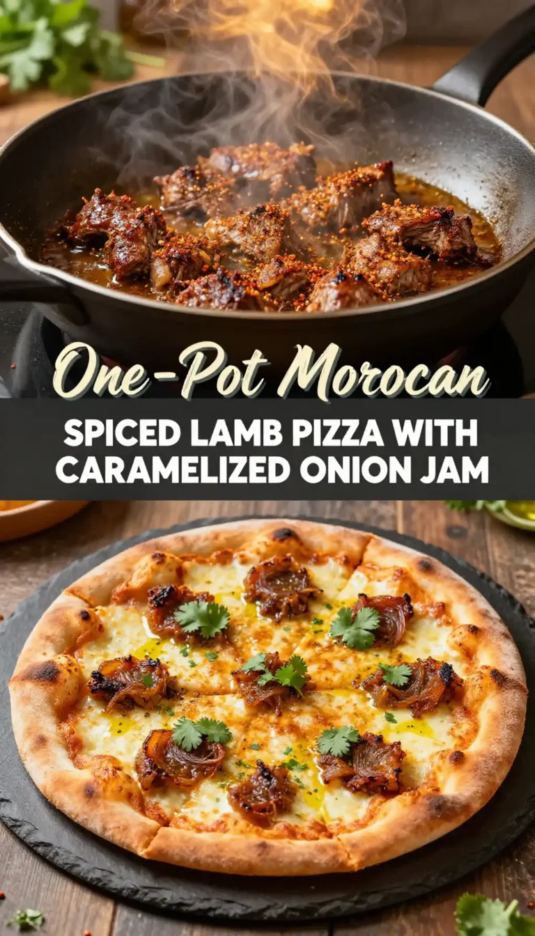 One-Pot Moroccan Spiced Lamb Pizza with Caramelized Onion Jam