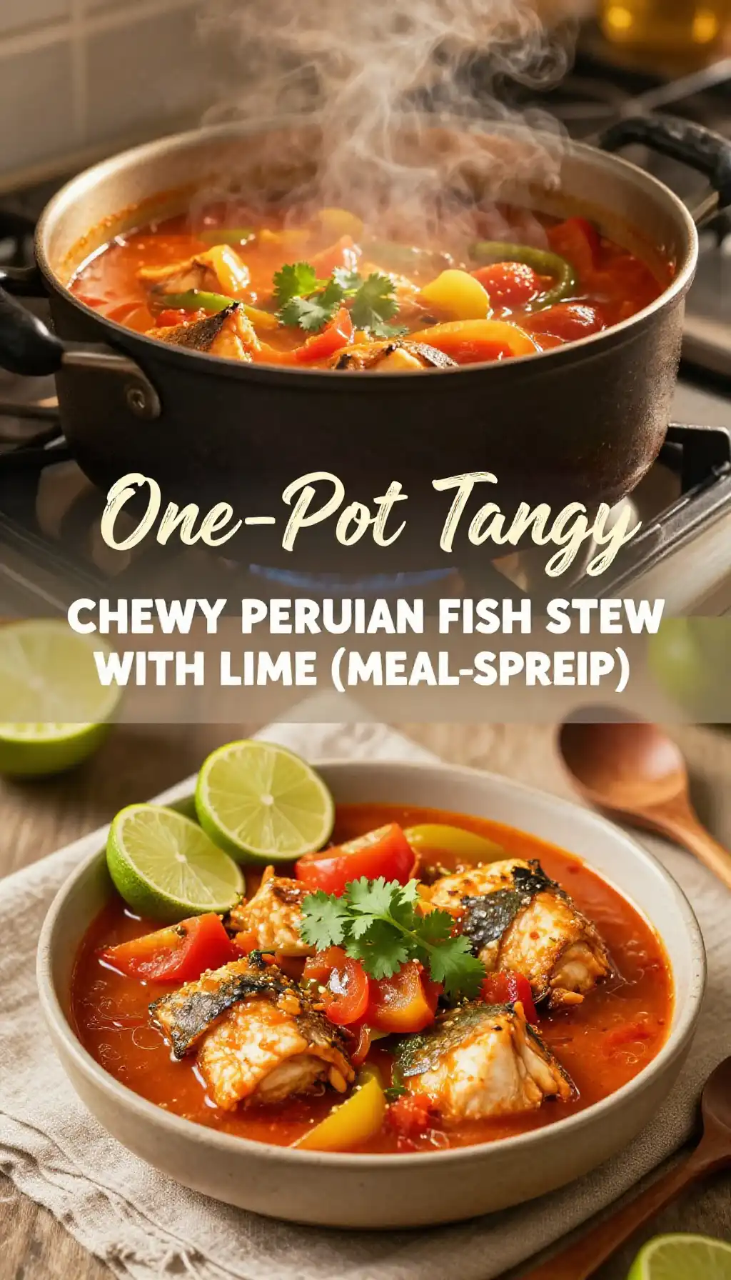 One-Pot Tangy Chewy Peruvian Fish Stew with Lime (Meal-Prep) pinterest pin