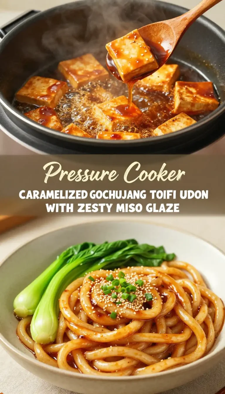 Pressure Cooker Caramelized Gochujang Tofu Udon with Zesty Miso Glaze