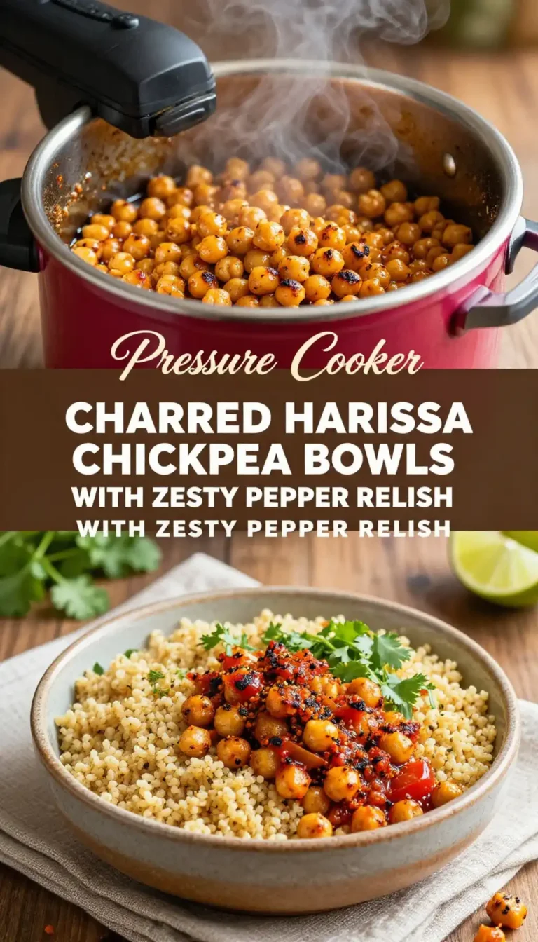 Pressure Cooker Charred Harissa Chickpea Bowls with Zesty Pepper Relish