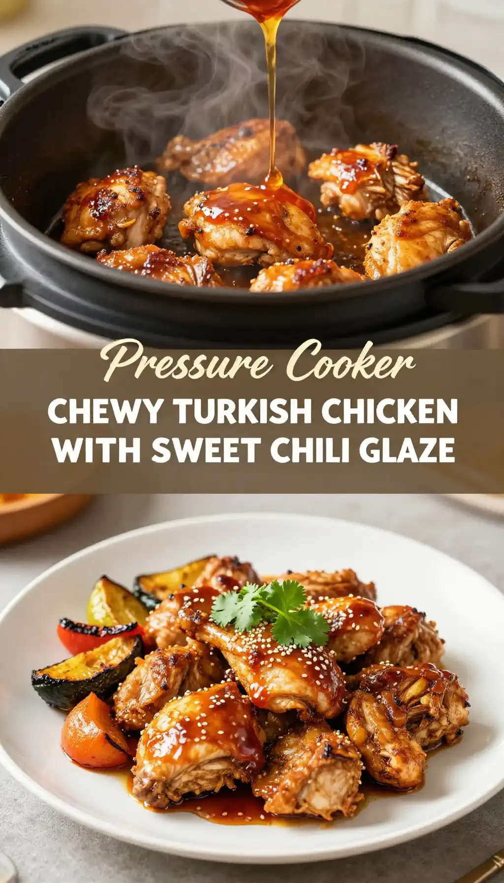 Pressure Cooker Chewy Turkish Chicken with Sweet Chili Glaze