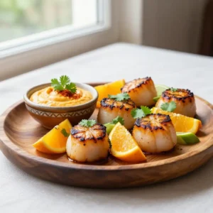 Step by step Quick Grilled Charred Citrus Peruvian Scallops with Aji Amarillo Dip