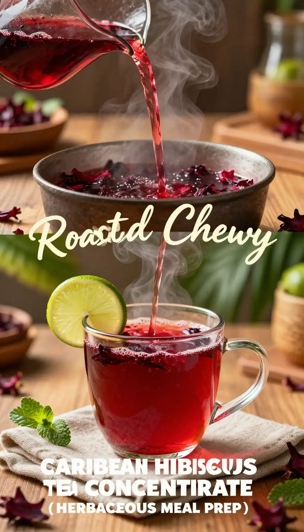 Roasted Chewy Caribbean Hibiscus Tea Concentrate (Herbaceous Meal Prep) pinterest pin