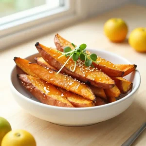 Step by step Roasted Chewy Japanese Sweet Potato Fries with Tangy Yuzu Glaze (No-Fail)