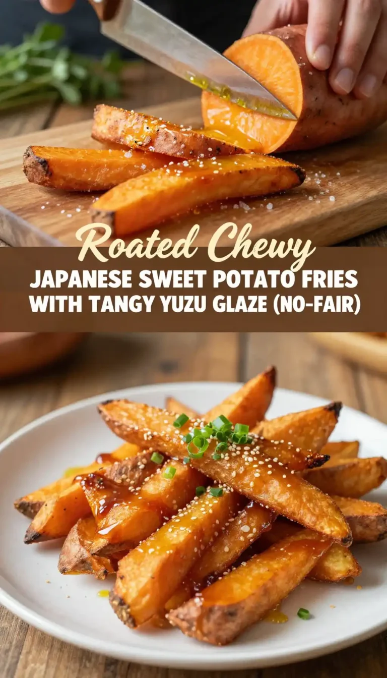 Roasted Chewy Japanese Sweet Potato Fries with Tangy Yuzu Glaze (No-Fail)