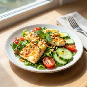 Step by step Roasted Crispy Caramelized Halloumi Salad with Zesty Lemon Vinaigrette