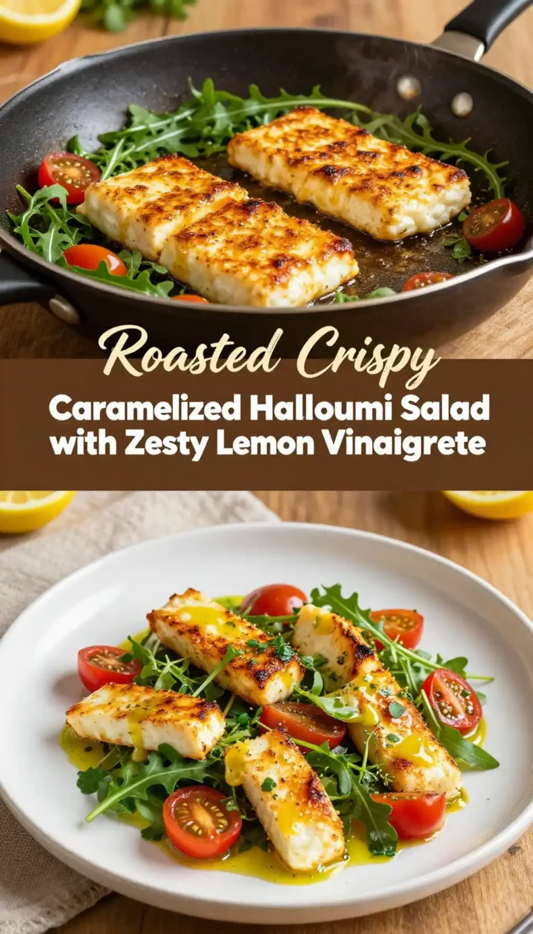 Roasted Crispy Caramelized Halloumi Salad with Zesty Lemon Vinaigrette