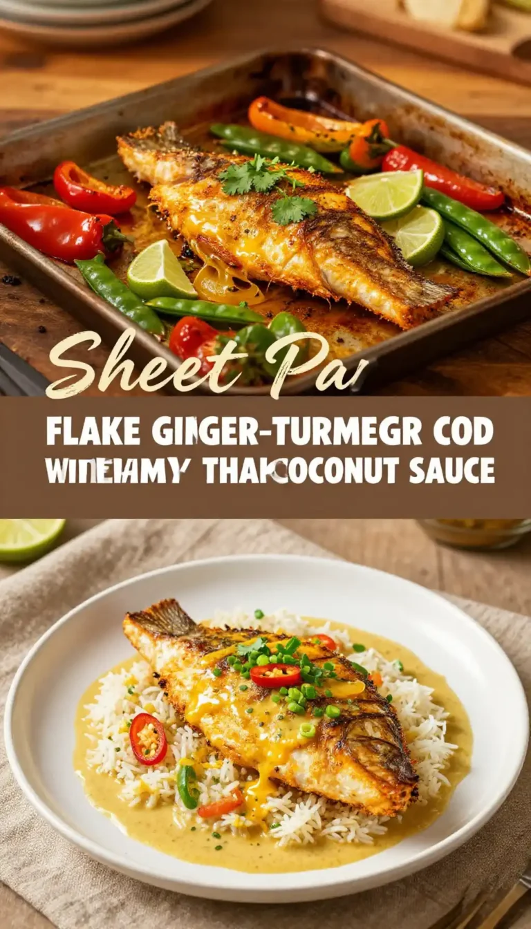 Sheet Pan Flaky Ginger-Turmeric Cod with Creamy Thai Coconut Sauce