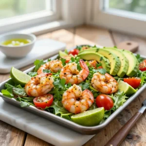 Step by step Sheet Pan Roasted Zesty Cilantro Lime Shrimp Salad (Low-Calorie)