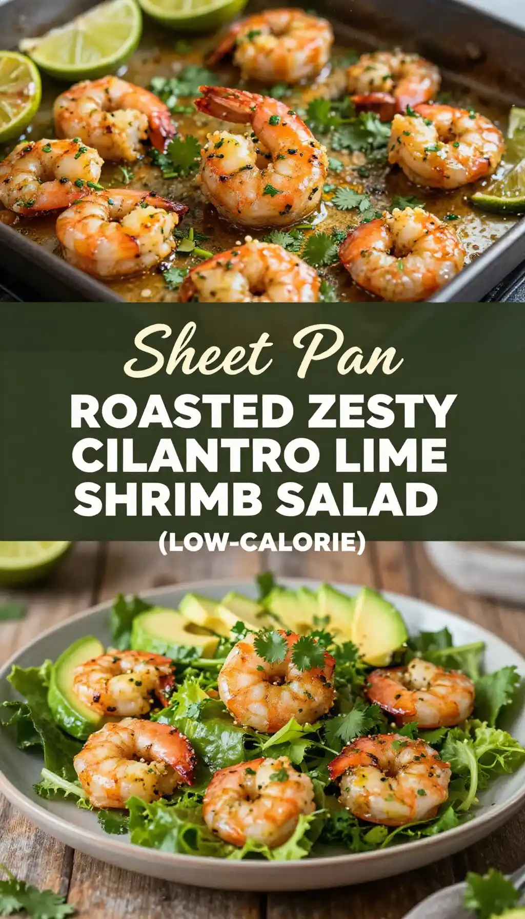 Sheet Pan Roasted Zesty Cilantro Lime Shrimp Salad (Low-Calorie) pinterest pin