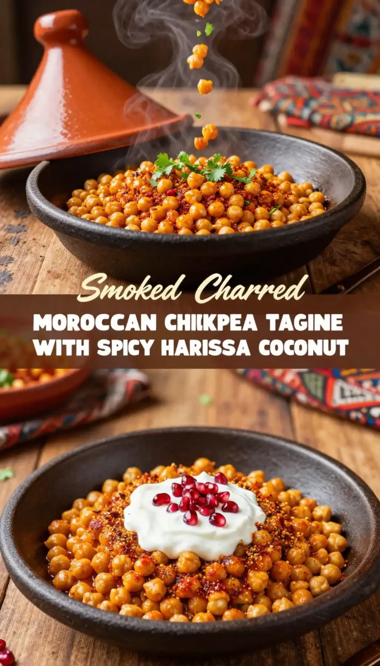 Smoked Charred Moroccan Chickpea Tagine with Spicy Harissa Coconut
